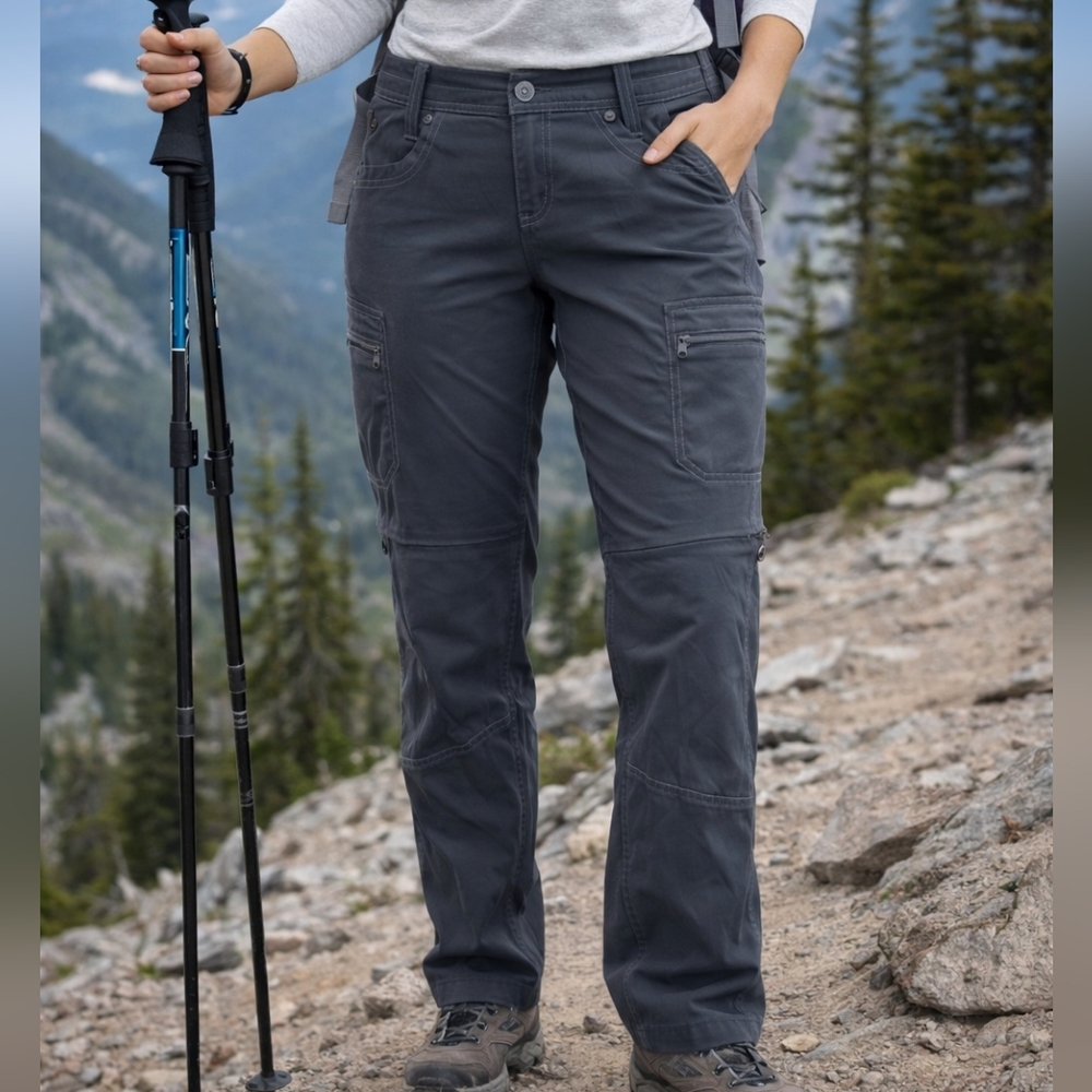 Kuhl Gray Cargo Pants Women Size 6 Hiking Outdoor Nylon Stretch Utility Pants